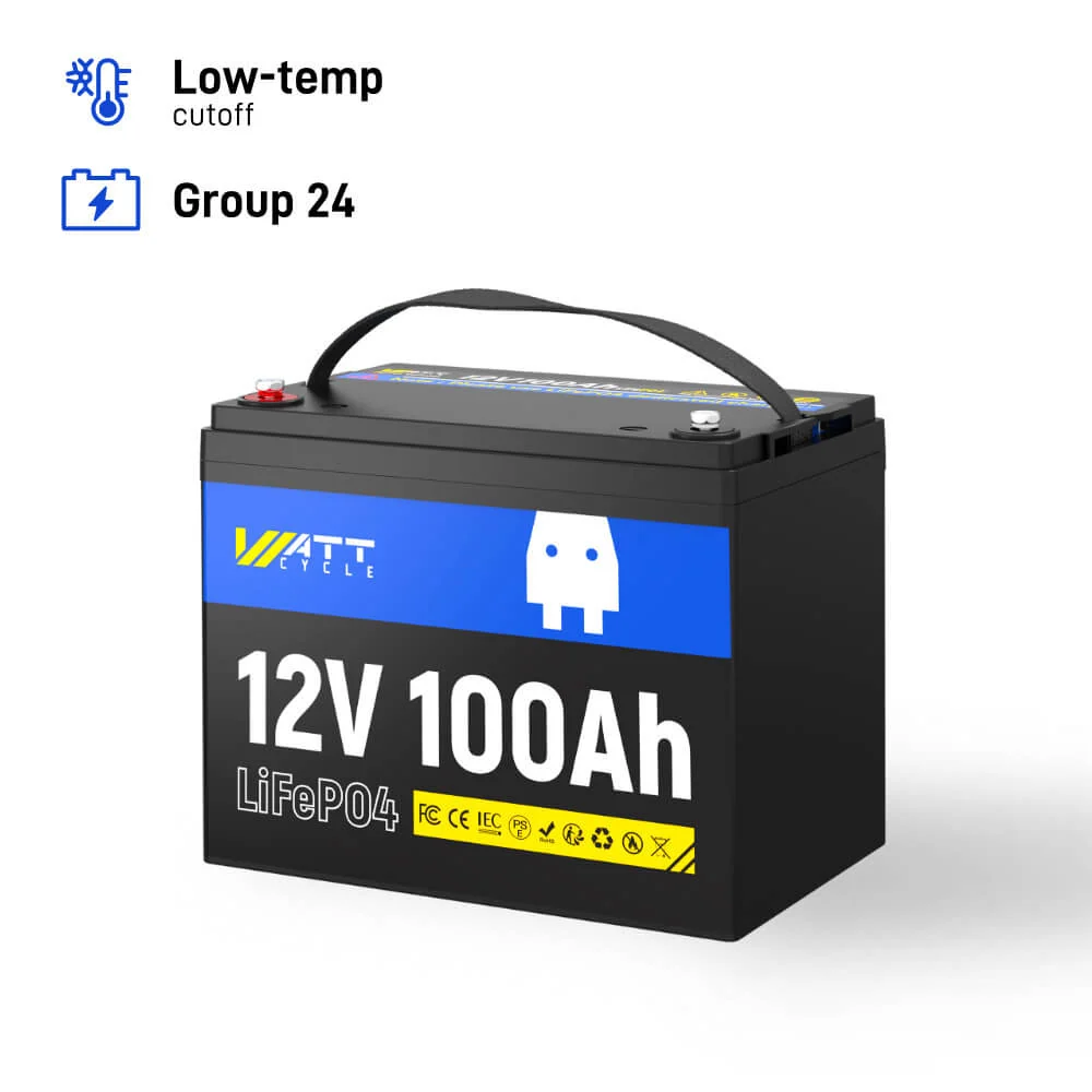 Batería WattCycle LiFePO4 de 12 V y 100 Ah Group 24