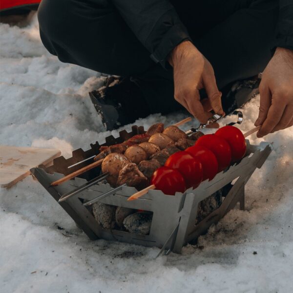 ZGG-F05-g03 Estufa de leña plegable acero inoxidable — picnic y bushcraft