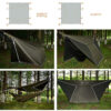 ZGG-R05-g06 Hamaca paracord doble 300kg + tarp 3x3m + cuerdas — set completo