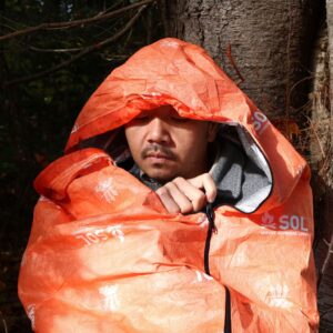 Saco vivac de emergencia bothy bag 2 personas — naranja alta visibilidad