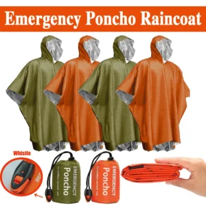 Poncho impermeable termico de emergencia — manta y refugio en uno